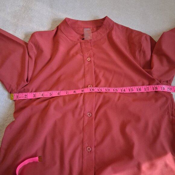 Cotidie Women's M Brick Terracotta Adeline Long Sleeve Button Down Pleated Top - Picture 12 of 13